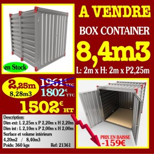 Vente de Container 8m3 - 2,25 m